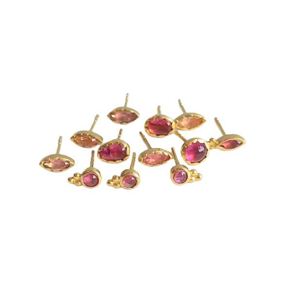 pink tourmaline stud