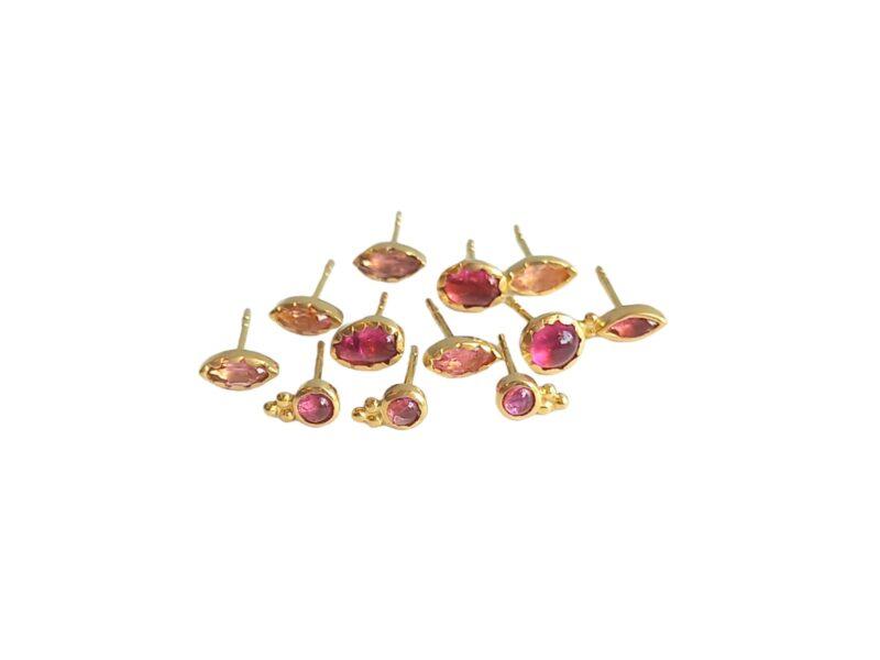 pink tourmaline stud